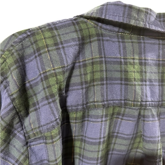 J. Crew metallic gold thread plaid half button down shirt l - Picture 5 of 8
